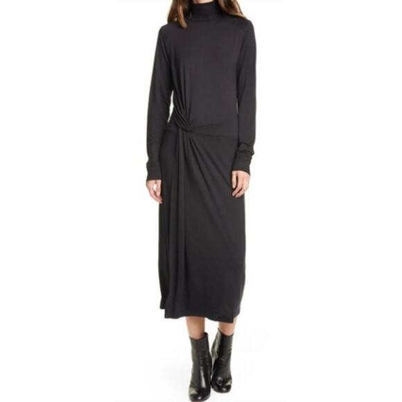 Rag & Bone NWT Black Draped Shaw Midi Dress- Size XXS - Picture 1 of 11
